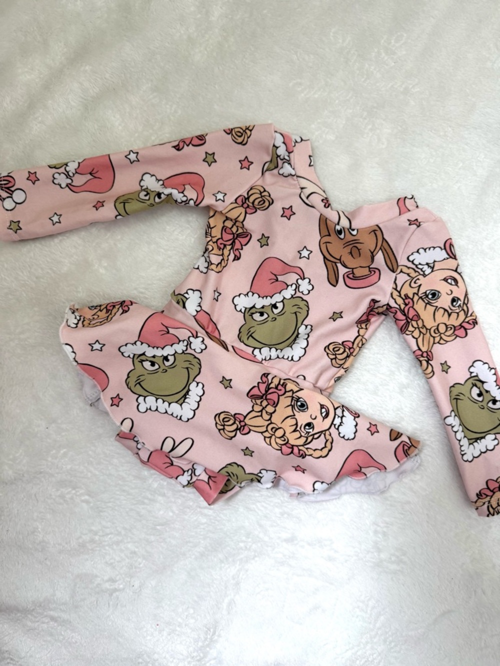 Pink Grinch Holiday Skirted Leotard 0-3m Handmade